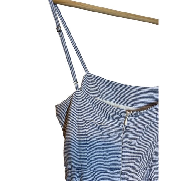 J Crew Women's Jumpsuit Size 0 Spaghetti strap striped beauchamps linen blue - Picture 7 of 16